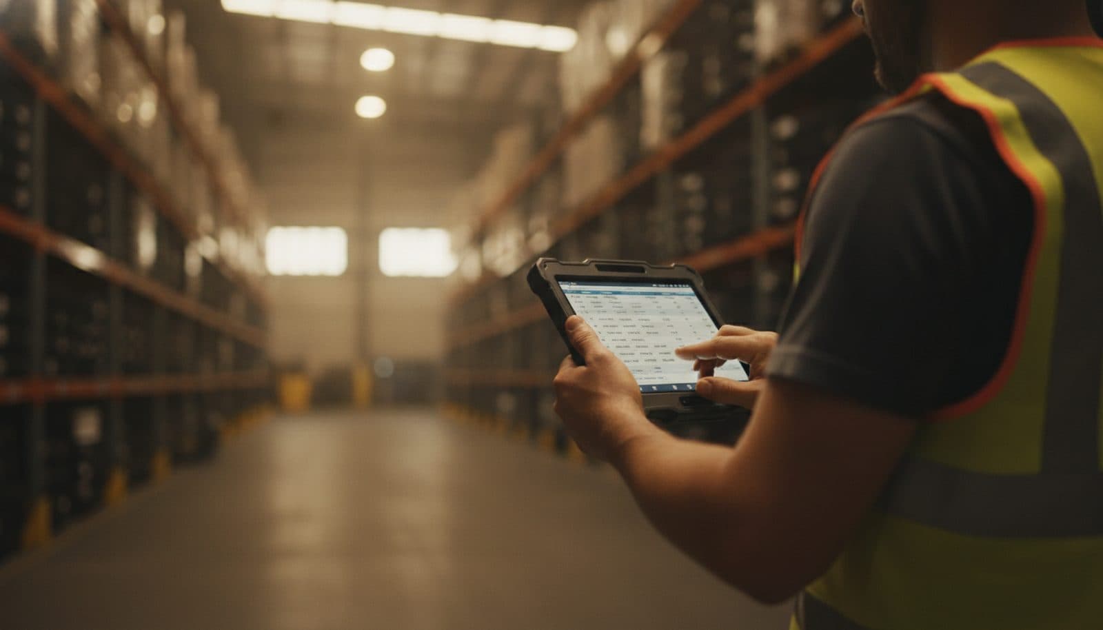 A distributor entering a tire order on a tablet